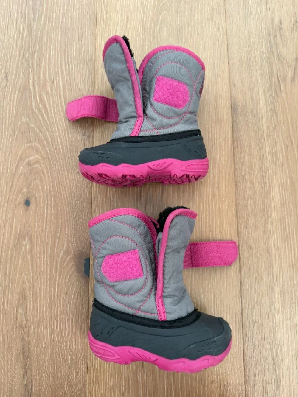 Kamik Snow Boots Toddler 5 Snowbug5 Pink Gray Black Magenta Faux Fur Kids